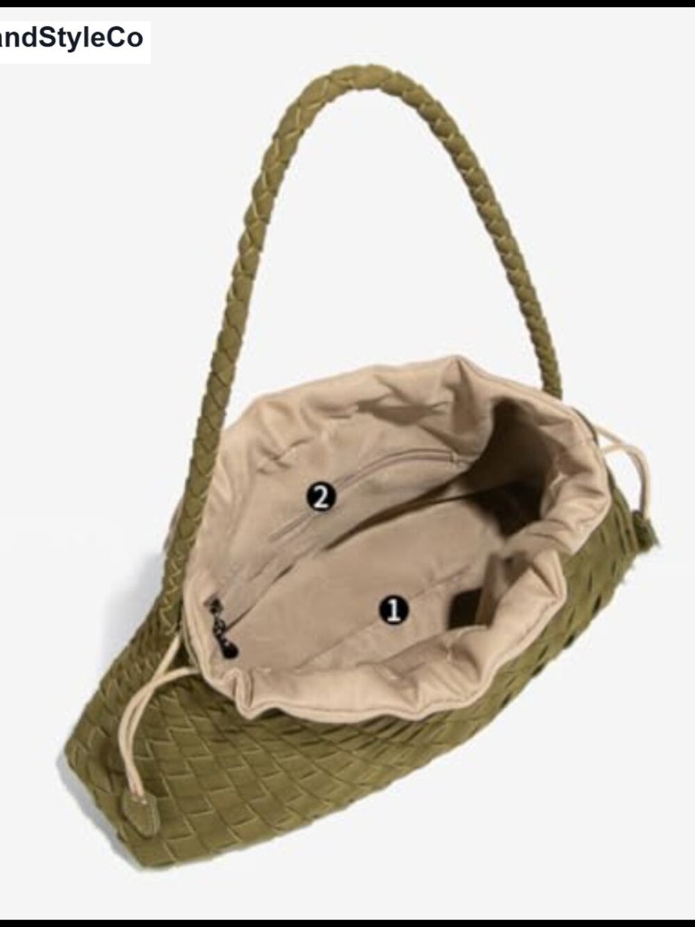Woven Suede Hobo Shoulder Bag PU Leather Slouchy Tote Purse - Picture 3 of 6